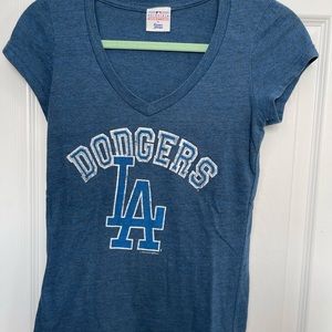 Campus Lifestyle LA Los Angeles Dodgers V Neck Shirt Blue Womens Size: Small